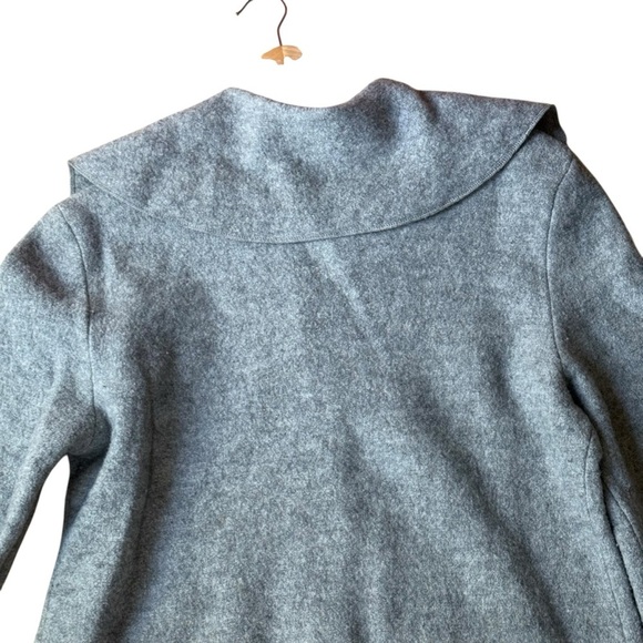 Amoxe 100% Wool Gray Coat L Timeless Peter Pan Collar Elegant Warm Outerwear - Picture 9 of 11